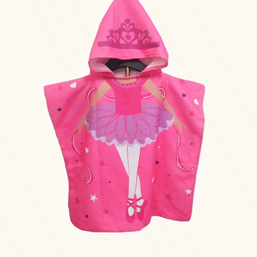 Toalla con capucha para baño de niños de 1 pieza, también sirve como toalla de playa, 2 tamaños disponibles, albornoz con capucha de secado rápido y gran absorción de agua, práctica para cambiarse de ropa, toalla unisex con lindo y colorido estampado de f