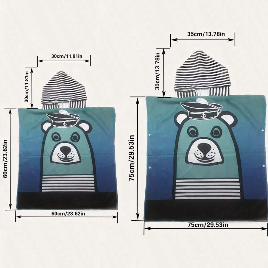 Toalla con capucha para baño de niños de 1 pieza, también sirve como toalla de playa, 2 tamaños disponibles, albornoz con capucha de secado rápido y gran absorción de agua, práctica para cambiarse de ropa, toalla unisex con lindo y colorido estampado de f