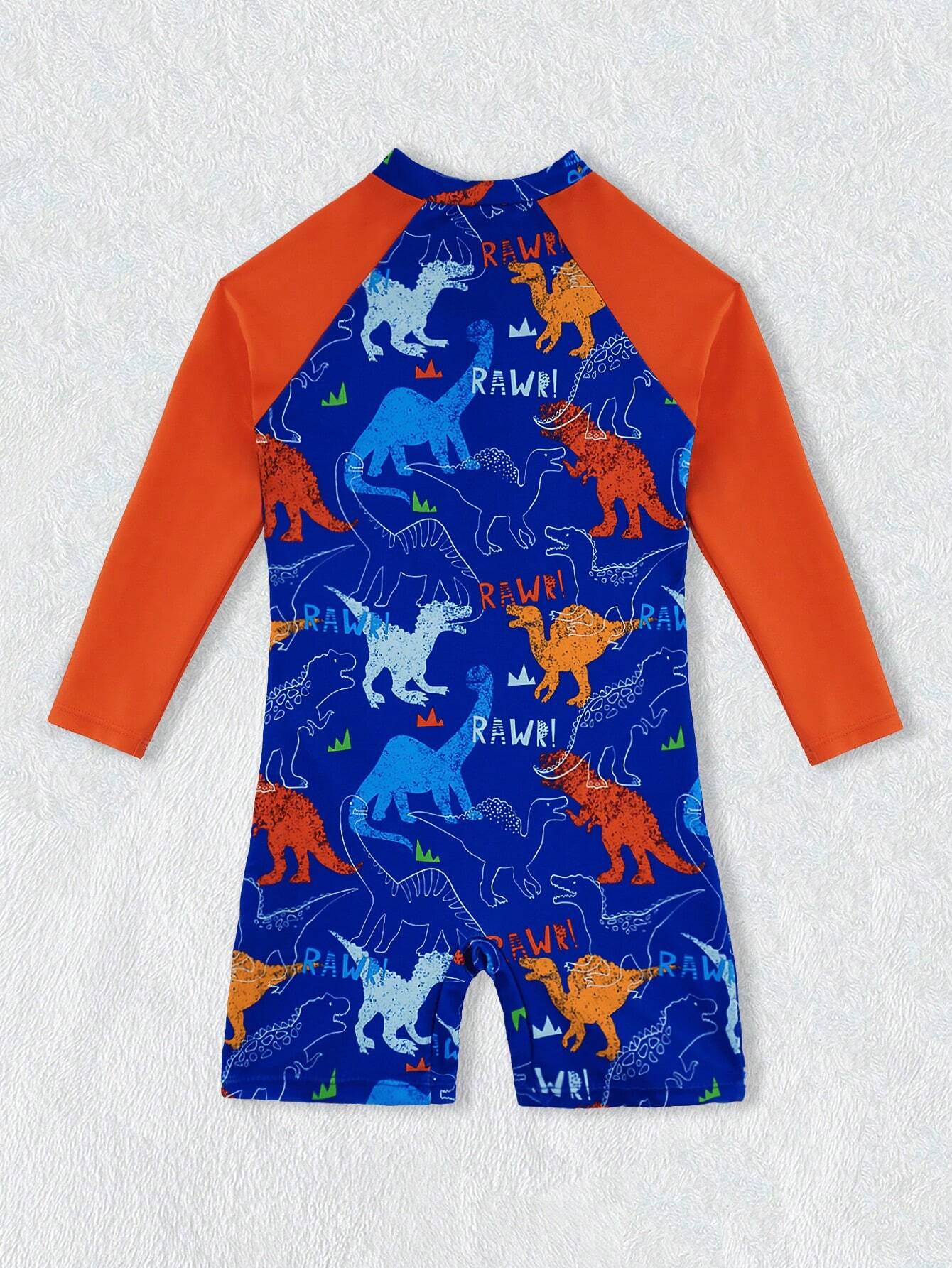 Traje de baño de una pieza con estampado de dinosaurio para niño