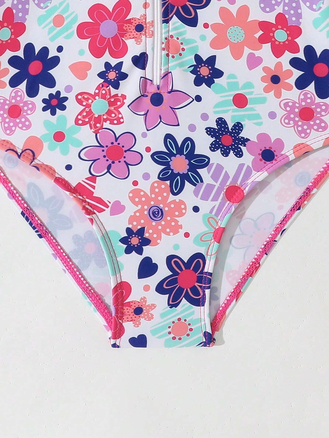 1 pieza Traje de baño informal de una sola pieza con manga larga, cremallera frontal y unicolor para niñas jóvenes
