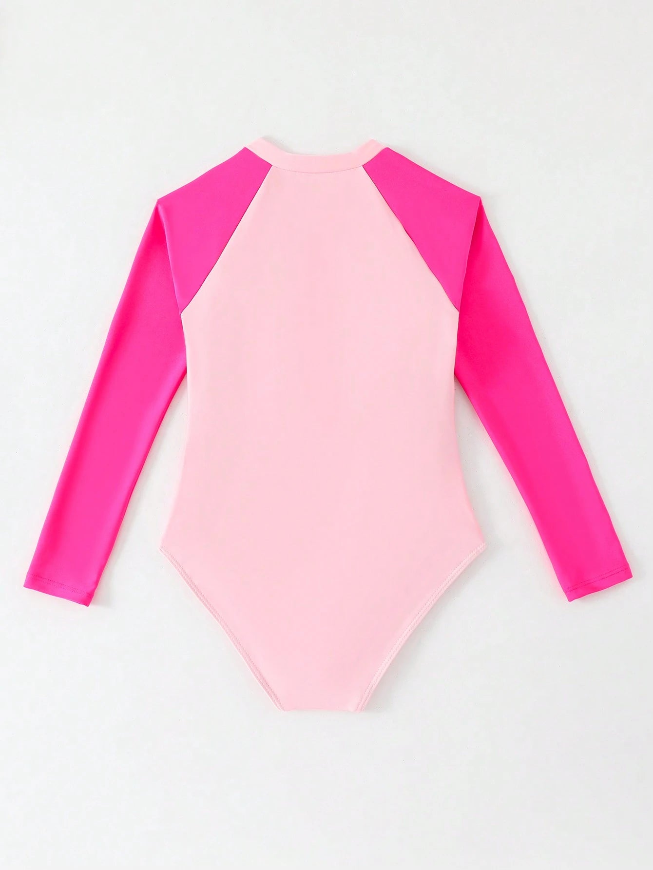 Traje de baño de una pieza con mangas largas y bloques de color para niña preadolescente