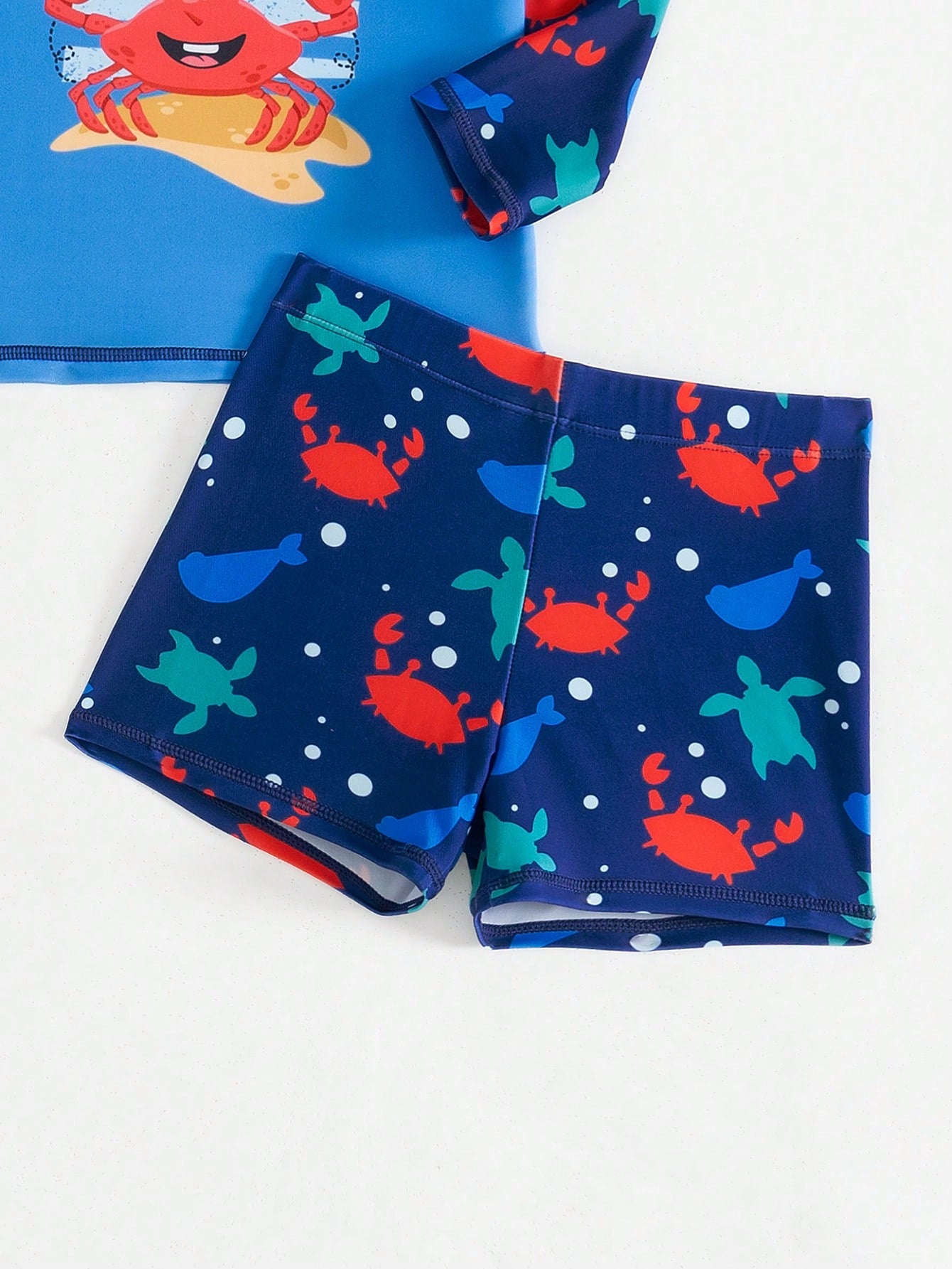 Conjunto de traje de baño de manga larga con estampado de océano para niños