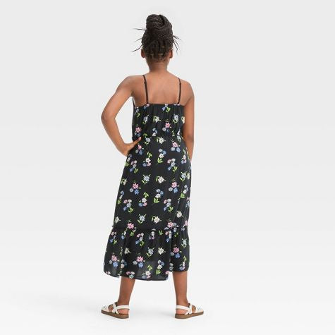Braga short de falda larga negro con flores