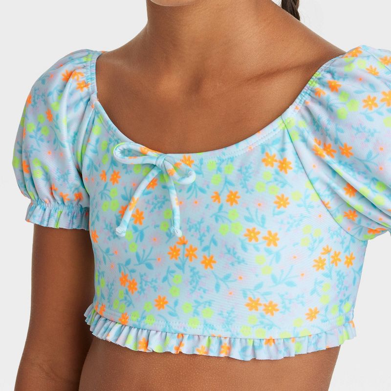 Traje de baño 2 piezas de niña flores de colores