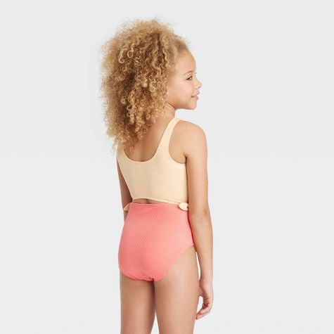 Traje de baño para niña con lazos laterales