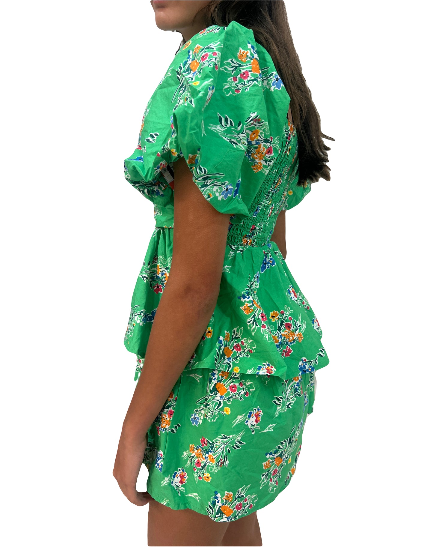 Vestido de niña con mangas bombaches de flores