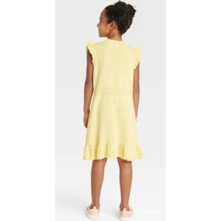 Vestido tejido de punto amarillo con ribete