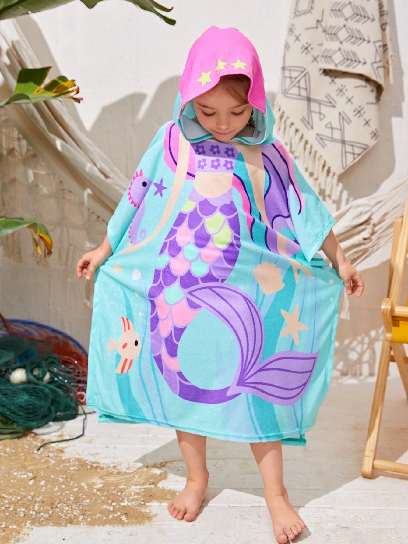 Cover up Con Capucha Para Niña Joven Con Gráficos De Caricaturas