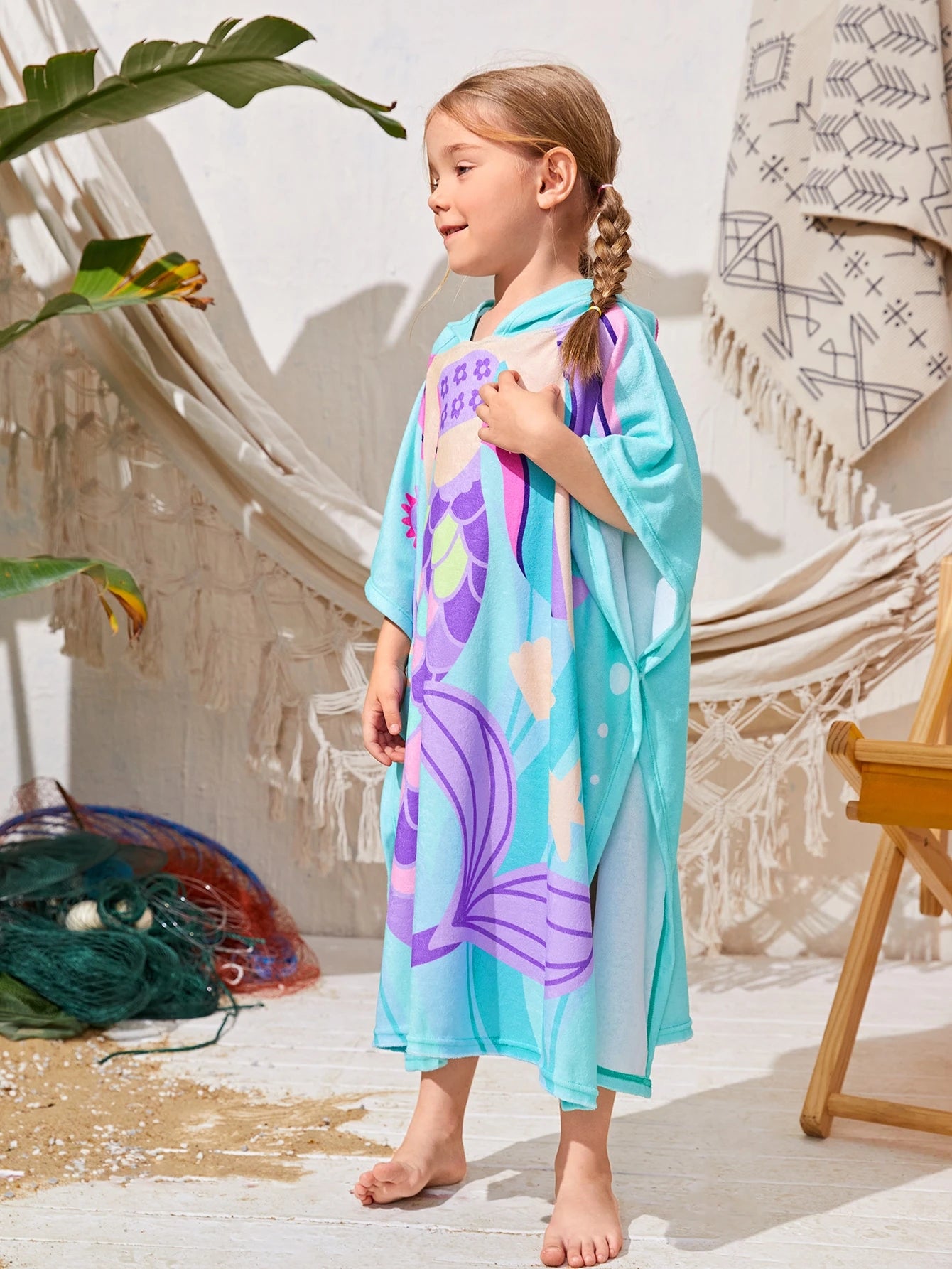 Cover up Con Capucha Para Niña Joven Con Gráficos De Caricaturas