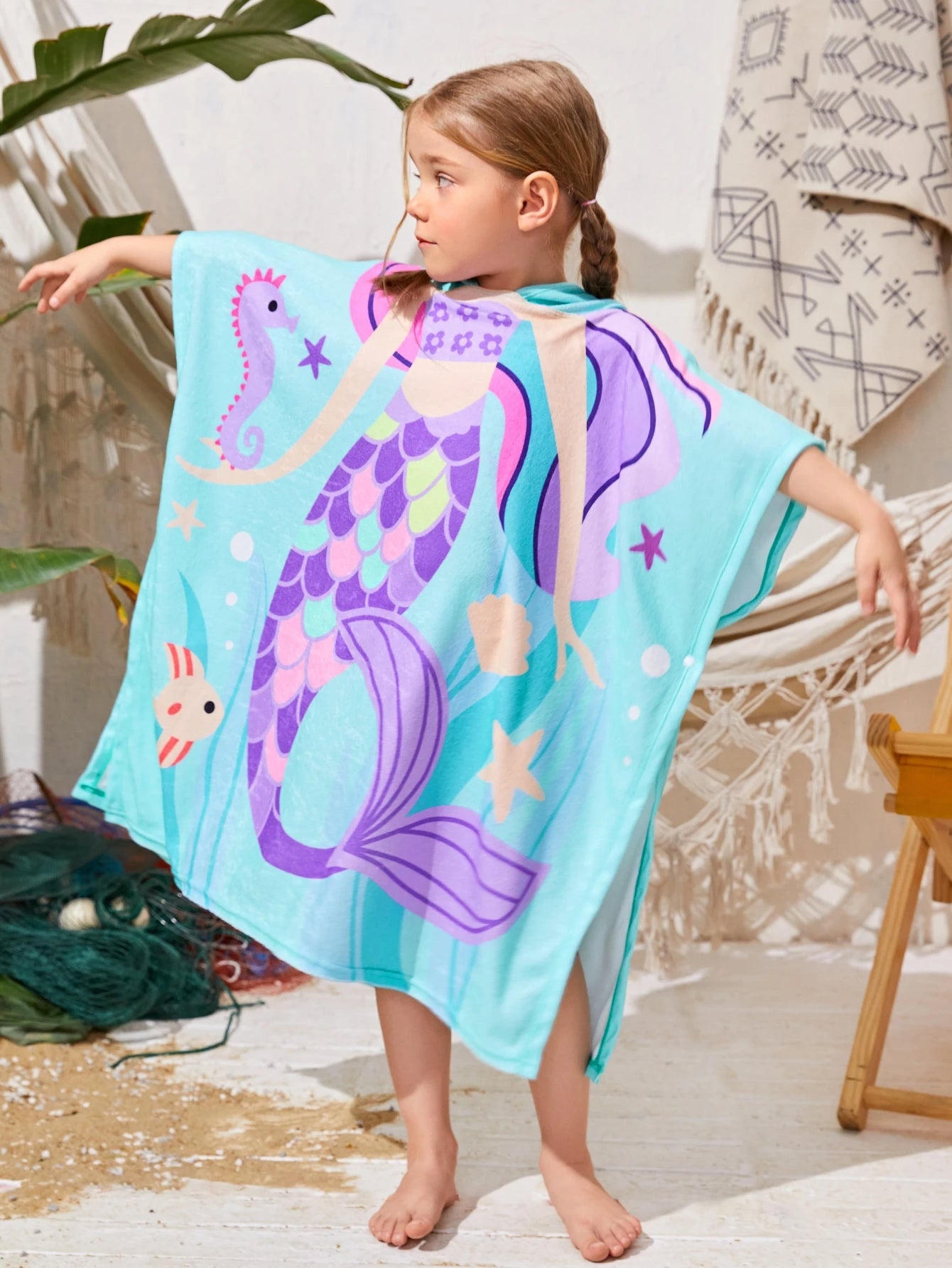 Cover up Con Capucha Para Niña Joven Con Gráficos De Caricaturas