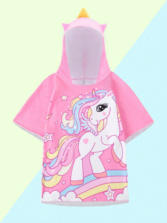 Cubierta Con Capucha Impresa De Unicornio Para Niñas Jóvenes