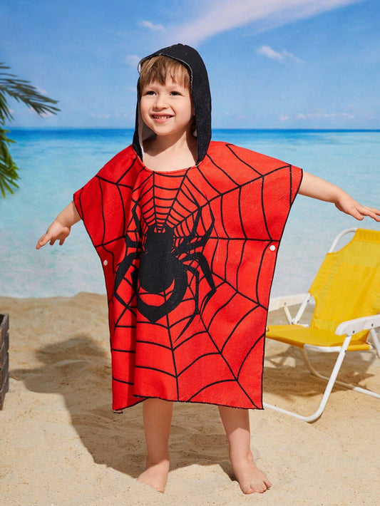 Cubierta de baño con capucha para niño joven con estampado de dibujos animados