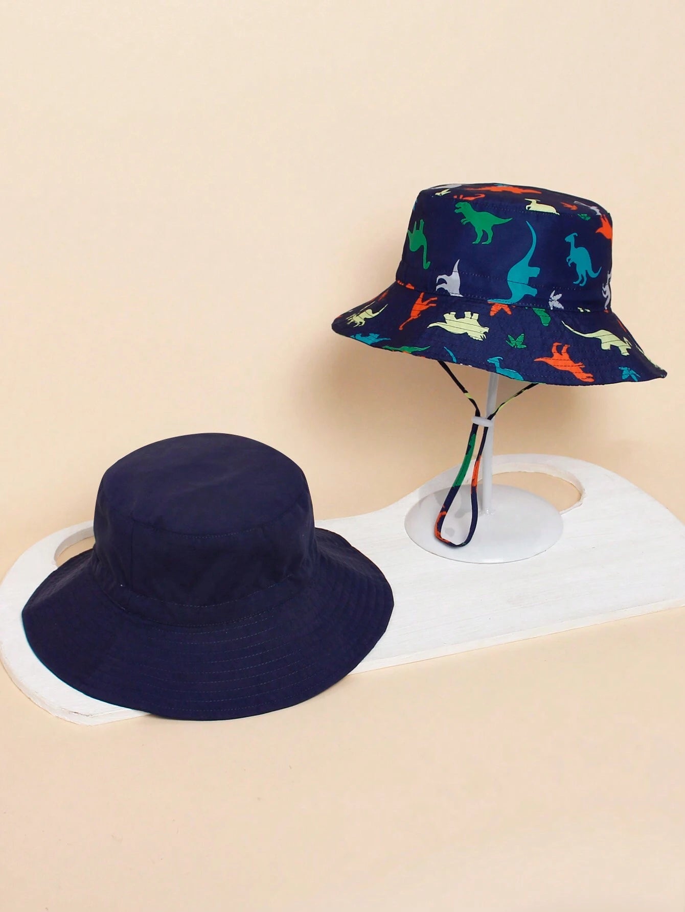 2 piezas Sombrero de sol con correa para la barbilla y estampado de dinosaurio en unicolor para niños, ideal para playa, proteger del sol y pesca en verano