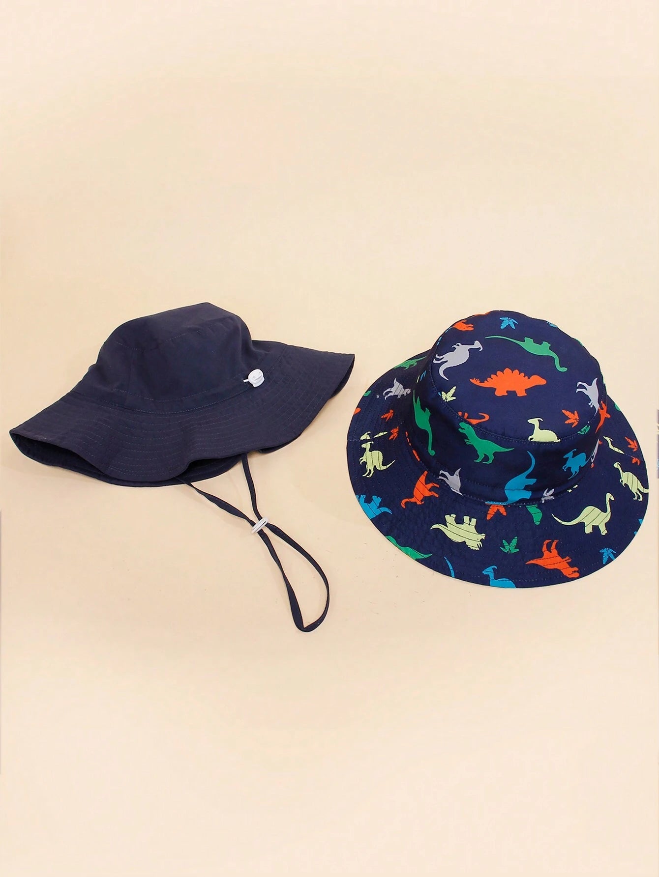 2 piezas Sombrero de sol con correa para la barbilla y estampado de dinosaurio en unicolor para niños, ideal para playa, proteger del sol y pesca en verano