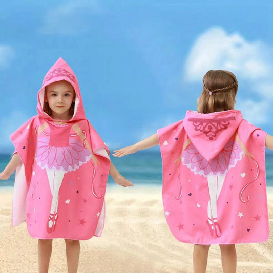 Toalla con capucha para baño de niños de 1 pieza, también sirve como toalla de playa, 2 tamaños disponibles, albornoz con capucha de secado rápido y gran absorción de agua, práctica para cambiarse de ropa, toalla unisex con lindo y colorido estampado de f