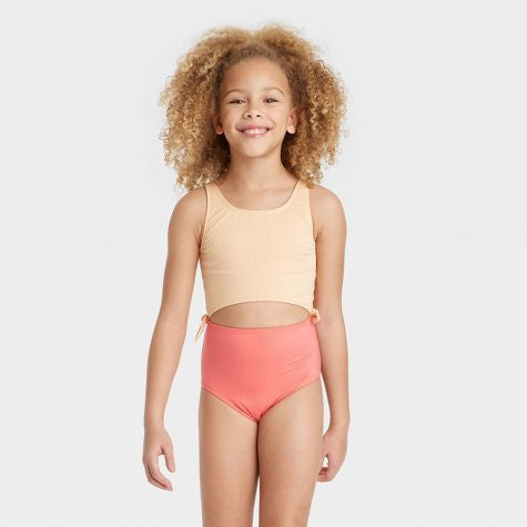 Traje de baño para niña con lazos laterales