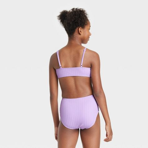 Traje de baño morado unicolor para niñas