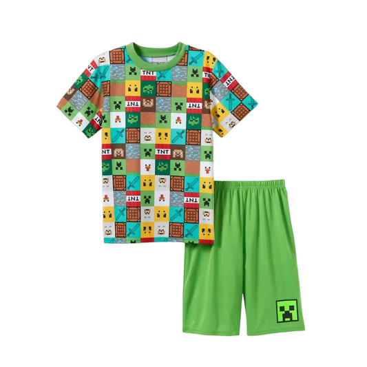 Pijama dos piezas de mine craft short y camisa
