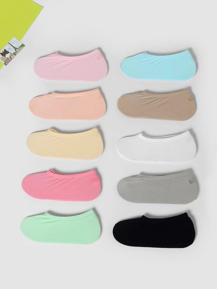 Niñitas 10 pares Calcetines invisibles unicolor